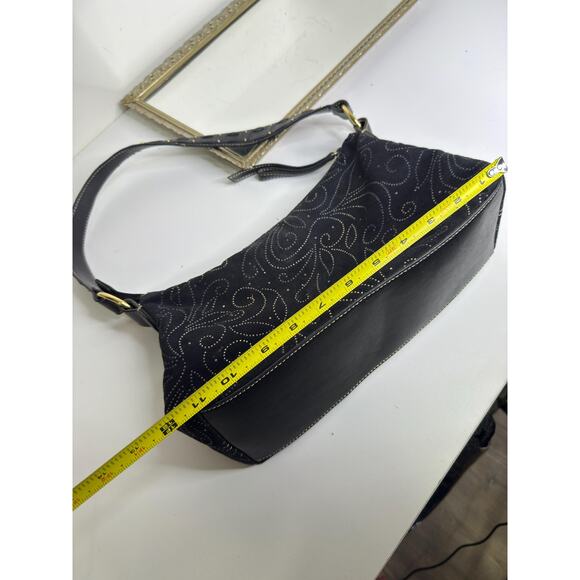 Vintage Madison Studio Black Suede Shoulder bag , top handle bag with gold deta - Picture 3 of 10